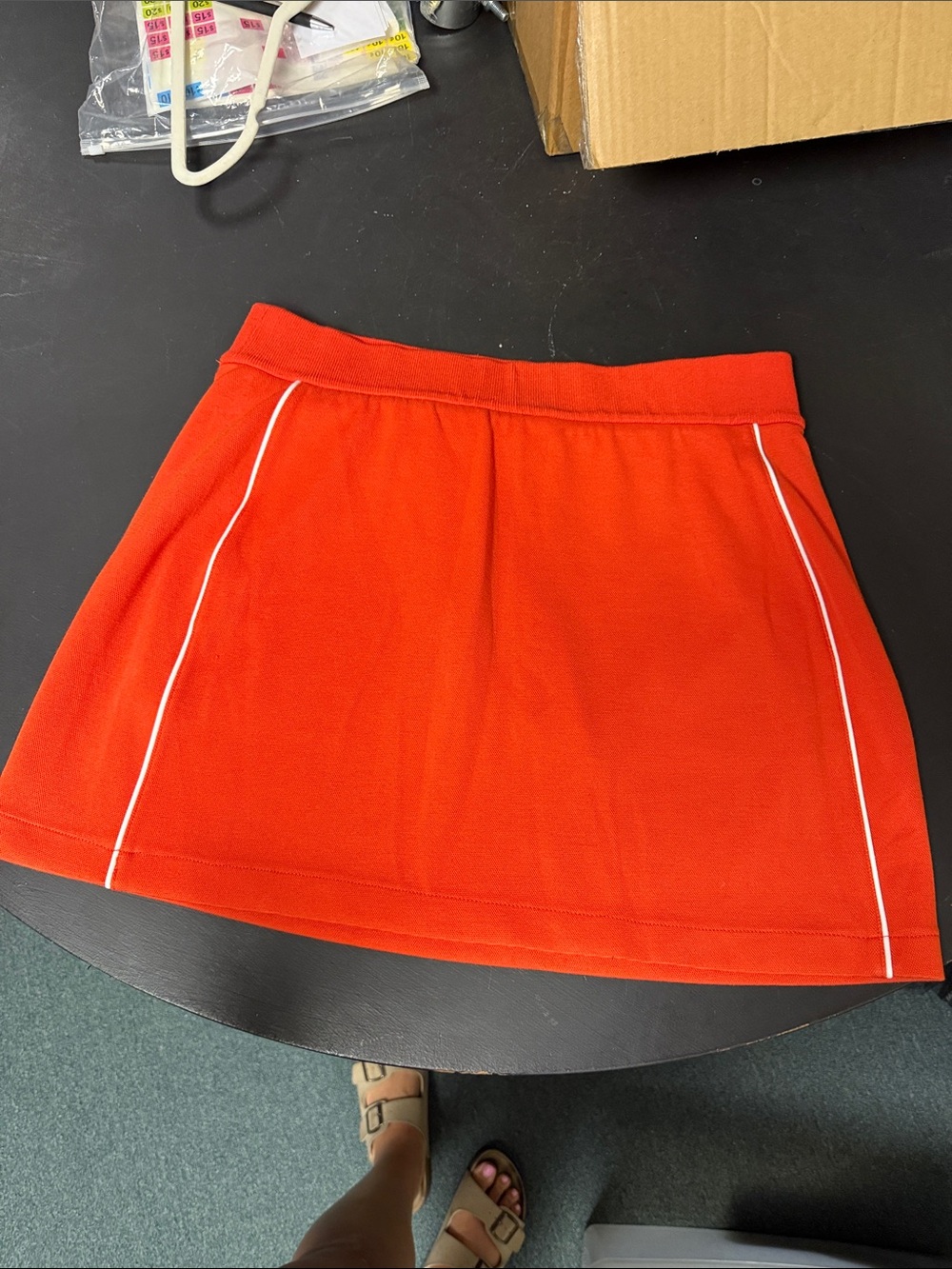 SPANX orange A-Line Mini Skirt with White Piping